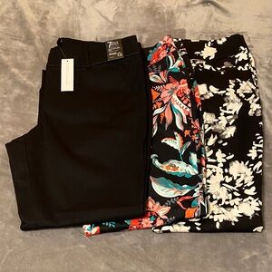 Cropped Ankle Pants Bundle Size 10 Peach/Turquoise Floral and Black & White 1NWT
